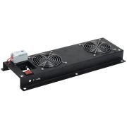 Панель вентиляторная с выключателем и термостатом 2 модуля черная