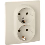 Розетка 2-местная с заземлением с защитными шторками 16А в сборе слоновая кость INSPIRIA