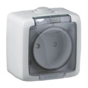Розетка наружная белая без заземления и без шторокIP44