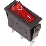 Выключатель клавишный 250V 15А (3с) ON-OFF красный с подсветкой
