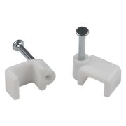 Скоба пластиковая крепежная плоская 6 мм белая NO-224-582 (50 шт/уп)