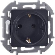 Розетка 1-местная с заземлением без защитных шторок 16А антрацит INSPIRIA