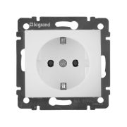 Розетка 1-местная с заземлением без защитных шторок 16А белый VALENA