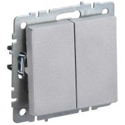 BRITE Выключатель двухклавишный 10А ВС10-2-0-БрА алюминий
