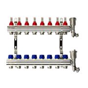 Коллекторная группа FHF-8RF set 8 контуров 1'x3/4' с расходомерами, воздухоотводчиками и кронштейнами