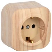 GLORY Розетка одноместная наружная с заземлением сосна