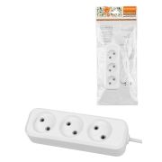 Удлинитель 3 гнезда. 3 метра. б/з.10 А. 2300 Вт. белый. НАРОДНЫЙ
