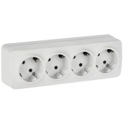 GLORY Розетка 4-местная для открытой установки с заземлением без защитных шторок 16А РС24-3-ХБм белый матовый IEK