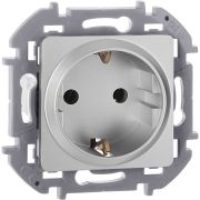 Розетка 1-местная с заземлением без защитных шторок 16А алюминий INSPIRIA