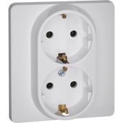 Розетка 2-местная с заземлением без защитных шторок 16А в сборе белый INSPIRIA