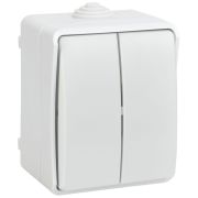 FORS Выключатель 2-клавишный для открытой установки 10А IP54 ВС20-2-0-ФБ белый ФОРС