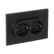 FORTE&PIANO Розетка 2-местная с заземлением с защитными шторками безвинтовое крепление 16А FP123 черный IEK