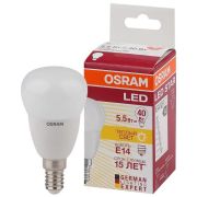 Лампа светодиодная LED 5.4Вт E14 LS CLP40 теплый, матовый шар Osram