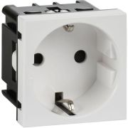 Розетка с заземляющим контактом защитной шторкой и винтовым зажимом (2 модуля) белая
