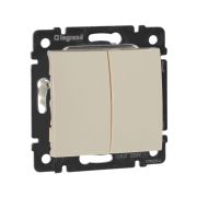 Выключатель 2-клавишный проходной схема 6/2 10А безвинтовое крепление слоновая кость VALENA