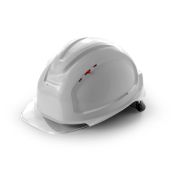 Каска защитная СОМЗ-80 Абсолют Престиж RAPID белая (бесцветный прозрачный козырек)