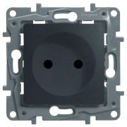 Розетка 1-местная без заземления с защитными шторками 16А антрацит ETIKA