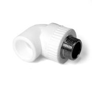 Угольник комбинированный 25x3/4' НР переходной, полипропиленовый PPR, белый