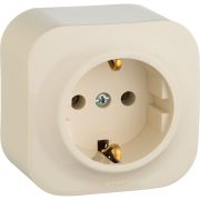 Розетка 1-местная для открытой установки с заземлением без защитных шторок 16А слоновая кость QUTEO