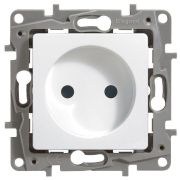 Розетка 1-местная без заземления с защитными шторками 16А белый ETIKA