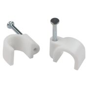 Скоба пластиковая крепежная круглая 9 мм белая NO-225-279 (10 шт/уп)