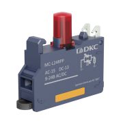 Контактный блок с клеммным безвинтовым зажимом со светодиодом на 9-24В, красный