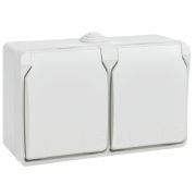 FORS Розетка 2-местная с заземлением для открытой установки 16А IP54 РСб22-3-ФБ белый ФОРС