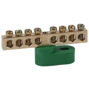 Шина PE земля на одном угловом изоляторе ШНИ-6х9-8-У1-Зелен