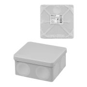 Распаячная коробка двухкомпонентная ОП 100х100х50 мм IP66 8 вх. серая инд. штрихкод TDM