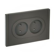 FORTE&PIANO Розетка 2-местная без заземления без защитных шторок безвинтовое крепление 10А FP326 серый IEK