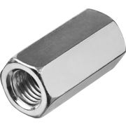 Гайка DIN 6334 М8 шестигранная удлиненная соединительная класс прочности 6 покрытие цинк