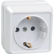 OKTAVA Розетка 1-местная с заземлением для открытой установки 16А РС20-3-ОБ белый GENERICA