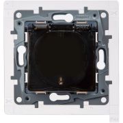 Розетка 1-местная с заземлением с защитными шторками и крышкой 16А IP44 антрацит ETIKA