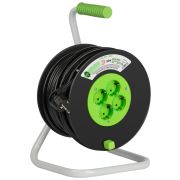 Удлинитель силовой на катушке пластик 4 розетки с заземлением 50 м ПВС 3x1.5мм2 GREEN LINE KAT-3x1.5-50m