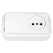 Беларусь Блок наружный: выключатель одноклавишный + розетка без заземления Пралеска