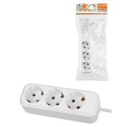 Удлинитель 3 гнезда. 3 метра. с/з. 10 А. 2300 Вт. белый. НАРОДНЫЙ