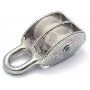 Блок для троса двойной 15мм нейлоновый шкив (трос 5мм) оцинкованный