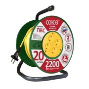 Удлинитель Союз силовой на катушке с 4 гнезда 2200 Вт 20м
