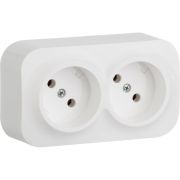 Розетка 2-местная для открытой установки без заземления без защитных шторок с предварительным подключением 16А белый QUTEO