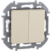 Выключатель 2-клавишный 10АХ безвинтовое крепление слоновая кость INSPIRIA