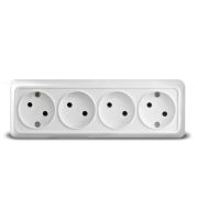 Розетка четырехместная   Олимп б/з, наружная, 16А, 220В, белая (еврослот)