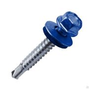 Саморез кровельный 4,8x35 RAL5005 сверло шайба d=14мм