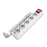 Фильтр сетевой СОЮЗ ПВС 3*0,75 5 гнезд, выключатель с индикацией, с заземлением, белый 5м