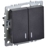 BRITE Выключатель двухклавишный с индикацией 10А ВС10-2-1-БрЧ черный