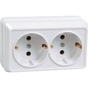 OKTAVA Розетка 2-местная с заземлением для открытой установки 16А РС22-3-ОБ белый GENERICA