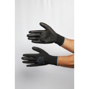 Перчатки полиэстеровые с полиуретановым покрытием VE702PN, цв. черный, р. 8