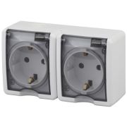 Розетка однофазная наружная (открытой установки) с заземлением без шторок белый 16А 250В IP54 винтовые клеммы 11-2403-01 Эра Эксперт