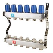 Коллекторная группа с ручными регулировочными клапанами 1'x6 выходов 3/4' НР евроконус