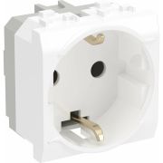 BRAVA Розетка 2 модуля с заземлением со шторками  белая