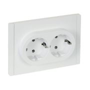 FORTE&PIANO Розетка 2-местная с заземлением без защитных шторок безвинтовое крепление 16А FP224 белый IEK